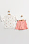 Muslin Baby Girl Shorts Set with Teddy Bear 100% Cotton - 2