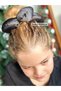 New Fashion Luxury Hair Scrunchie Large Cherry Blossom Headband Black Satin - 2