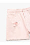 Cotton Five Pocket Mini Tassel Detailed Ripped Denim Shorts - 6