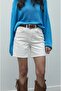 Ecru Fit Denim Shorts - 7