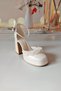 Women's 10 cm Platform White Pearl Bridal Shoes - 5