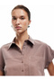 Single Pocket Detailed Short Sleeve Modal Fabric Crop Shirt