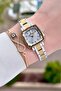 Gold Silver Color Women's Wristwatch and Bracelet - 4