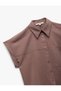 Single Pocket Detailed Short Sleeve Modal Fabric Crop Shirt - 5
