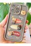 iPhone 12 Pro Max Case Designed Patterned Camera Protected Teddy Bear Coffee Soft Silicone Cover - 3
