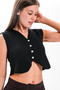 Women's V-Neck Buttoned Summer Crop Knitwear Vest