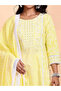 Embroidered Cotton A-Line Kurta and Pants with Dupatta Set - 2