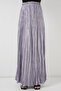 Women's Long Crinkled Shiny Skirt 8034 - Gray - 2