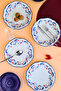 Plate House Porcelain Tulip Fulya Pasta Set with Rim 21cm 4 Persons 4 Pieces Fly4Ptprs1157