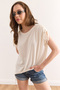 Women's Ecru Asymmetrical Drawstring Detailed Draped Knitted Viscose Blouse Blz-19002932 - 4