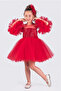 Girl's Evening Dress with Pompom Sleeves and Sequined Tutu - 2