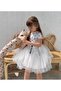 Girl's Polka Dot Patterned Ribbon Short Sleeve Dress - 3