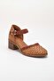 Women's Genuine Leather Closed Toe Braided Sandals - Tan - 4