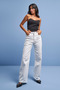 Women's White Stretch Fabric Wide Leg Denim Jeans - 3