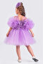 Girl's Evening Dress with Pompom Sleeves and Sequined Tutu - 3