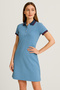 Women's Polo Collar Short Sleeve Dress Indigo - 2