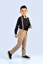 Boy's Gabardine Bow Tie Patterned Suspender Shirt Suit Trousers - 4