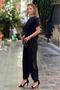 Black Sequined Slit Detailed Cotton Baggy Pants - 2
