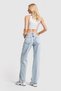 Snow Colored Shiny Stone Detailed Women's Loose Fit Denim Jeans - 4