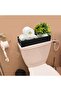 Black Acrylic Toilet Paper Holder with Storage - Tank Tray with Handles for Bathroom Decor - 2