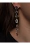 7 Element Stone Melis Goral Steel Earrings Silver Color - 2