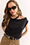 Women's Black Off-Shoulder Knitted Viscose Blouse Blz-19002930