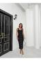 Women S Minimal & Stunning: Square Neck Button Midi Dress Modern Design - 3