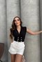 Double Breasted Collar Button Detailed Padded Blouse Black Rb2802 - 3
