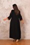Black V-neck Front and Sleeves Authentic Embroidered Tassel Long Dress - 5