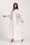White Crew Neck Tassel Lace-up Sleeves Embroidered Skirt Layered Long Dress - 4