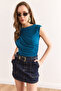 Women's Petrol Blue Draped Detailed Draped Blouse Blz-19002683 - 3