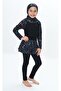 Modest Swimwear Star Print Patterned Diver Fabric Long Tights with Skirt Long Sleeve 3 Piece Swimsuit Set