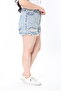 Women's Plus Size Blue Ripped Detailed Wash Effect 5 Pocket Denim Shorts 65N38918 - 7
