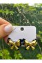 Gold Detailed Ribbon Figured Earrings - 2