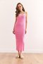 Women's Pink Piping Detailed Slit Maxi Ribbed Dress Elb-19002375 - 2