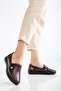 Genuine Leather Large Size Orthopedic Women's Casual Shoes Claret Red Laser Printed Side Window - 2