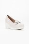 Women's Wedge Heeled Shoes Beige Face Buckle - 4