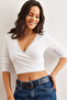Women's White Lace Detailed Double Breasted Cotton Blouse Blz- 19002812 - 3