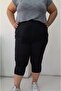 Black Capri Length Knee-Length Elastic Waist Combed Viscose Leggings - 3