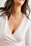 Women's White Lace Detailed Double Breasted Cotton Blouse Blz- 19002812 - 8