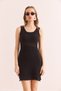 Women's Black Tight Braided Waist Detailed Mini Cotton Dress Elb- 19002361 - 2