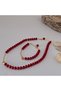 Handmade Red, Burgundy Crystal Women's Short Necklace and Bracelet Set