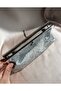 Women's Light Silver Patterned Stone Detailed Wallet Clutch Model Portfolio Special Day and Evening Dress Bag - 5
