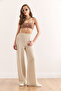 Women's Mink Elastic Waist Flowy Twist Pants Pnt-19000334 - 2