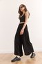 Women's Black Waist Thick Banded Flowy Skirt Pants Pnt-19000330 - 4
