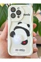 iPhone 15 Pro Case Designed with Patterned Camera Protection Panda White Tassel Silicone Cover - 4