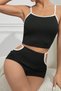 Night Women's Black and White Shorts Nightgown Set with Cut-Out Detail - 6