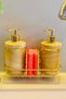 Set of 2 Liquid Soap Dispensers with Gold Color Detail, Sponge Holder and Stand - 5