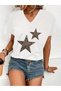 Women's V-Neck Black T-Shirt Oversize Loose New Season