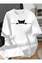 Cute Cat and Moon Printed Oversize Casual Boyfriend T-Shirt 5